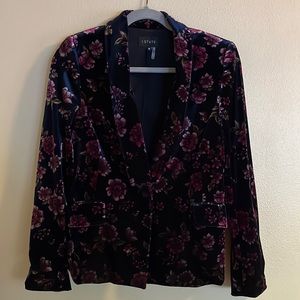 1. State floral velvet blazer